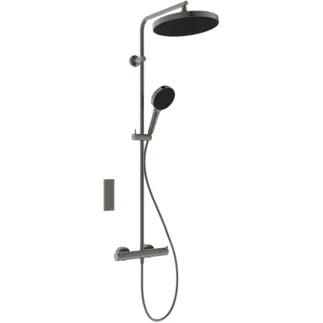 IDEAL STANDARD Ceratherm T125+ - Duschsystem AP 304x586x1191 mm in magnetic grey, 12.0 l/min (3 bar) - Thermostatfunktion, Wasser- & Energiesparend, CoolBody, Vertical flex, Sicherheitssperre, PVD Technologie #A7689A5 - Magnetic Grey