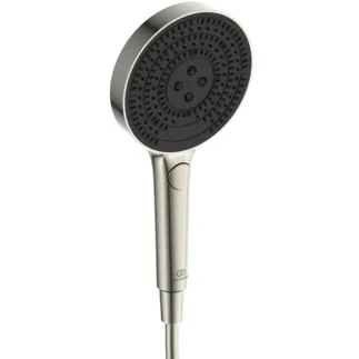 IDEAL STANDARD IDEALRAIN SOLOS - Multi-Funktionshandbrause 130x53x270 mm in silver storm, 8 l/min (3 bar) - Easy-Grip, Strahlregler, Variable Strahlarten, WRAS, Durchflussbegrenzer, Breite Brause, PVD Technologie #A7896GN - Edelstahl