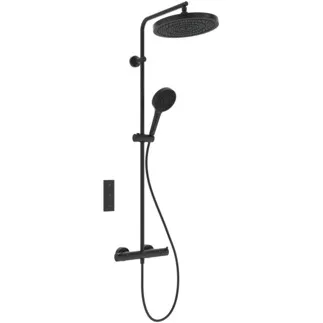 IDEAL STANDARD Ceratherm T125+ - Duschsystem AP 304x586x1191 mm in schwarz, 12.0 l/min (3 bar) - Thermostatfunktion, Wasser- & Energiesparend, CoolBody, Vertical flex, Sicherheitssperre #A7689XG - Silk Black
