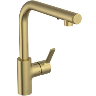 IDEAL STANDARD GUSTO - Küchenarmatur 114.5x271x334 mm, 232 mm vertikaler Abstand bis Mitte Auslauf in brushed gold, 6.7 l/min (3 bar) - FirmaFlow, PVD Technologie #A7817A2 - Brushed Gold