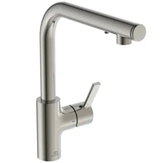 IDEAL STANDARD GUSTO - Küchenarmatur 114.5x271x334 mm, 232 mm vertikaler Abstand bis Mitte Auslauf in silver storm, 6.7 l/min (3 bar) - FirmaFlow, PVD Technologie #A7817GN - Edelstahl