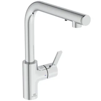 IDEAL STANDARD GUSTO - Küchenarmatur 114.5x271x334 mm, 232 mm vertikaler Abstand bis Mitte Auslauf in chrom, 6.7 l/min (3 bar) - FirmaFlow, SmartShine Oberfläche #A7817AA - Chrom