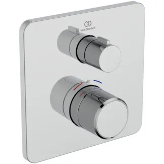 IDEAL STANDARD CERATHERM C25 - Brausearmatur UP Bausatz 2 157x67x157 mm in chrom, Kit 1 required (A1000), 18.5 l/min (3 bar) - Thermostatfunktion, Wasser- & Energiesparend, Sicherheitssperre, SmartShine Oberfläche #A8586AA - Chrom