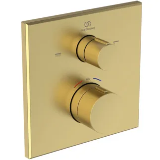 IDEAL STANDARD Ceratherm C100 - Badearmatur UP Bausatz 2 157x64x157 mm in brushed gold, Kit 1 required (A1000NU), 20.0 l/min (3 bar) - Thermostatfunktion, Wasser- & Energiesparend, Sicherheitssperre, PVD Technologie #A8588A2 - Brushed Gold