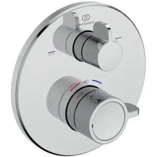 IDEAL STANDARD CERAPLUS SAFE - Badearmatur UP Bausatz 2 157x67x157 mm in chrom, Kit 1 required (A1000), 20.0 l/min (3 bar) - Thermostatfunktion, Wasser- & Energiesparend, Thermische Desinfektion, Sicherheitssperre, SmartShine Oberfläche #A8593AA - Chrom