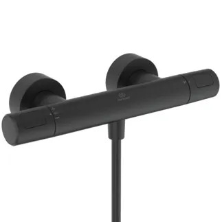 IDEAL STANDARD CERATHERM T25 N - Brausearmatur AP 315x102x70 mm in schwarz, 22 l/min (3 bar) - Thermostatfunktion, Wasser- & Energiesparend, CoolBody, Sicherheitssperre #A8600XG - Silk Black