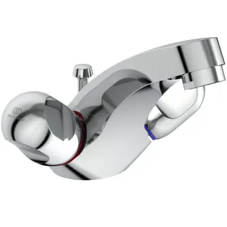 IDEAL STANDARD ALPHA NEW - Zweigriff-Waschbeckenarmatur 151x153x118 mm, 118 mm vertikaler Abstand bis Mitte Auslauf in chrom, 12 l/min (3 bar), mit Ablaufgarnitur - EasyFix, SmartShine Oberfläche #B2036AA - Chrom