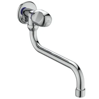 IDEAL STANDARD ALPHA NEW - Wand-Waschtischarmatur 62x239x181 mm, 200 mm vertikaler Abstand bis Mitte Auslauf in chrom, 17 l/min (3 bar), ohne Ablaufgarnitur - Verdeckter Strahlregler, SmartShine Oberfläche #B2045AA - Chrom