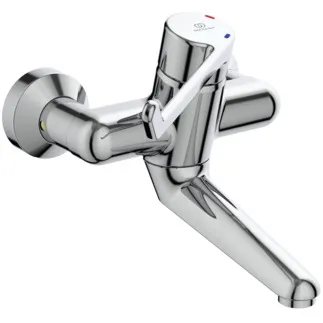 IDEAL STANDARD CERAPLUS - Wand-Waschtischarmatur, 150 mm vertikaler Abstand bis Mitte Auslauf in chrom, 20 l/min (3 bar), ohne Ablaufgarnitur - Sequentielle Kartusche, EPD, FirmaFlow, SmartShine Oberfläche #B8222AA - Chrom