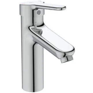IDEAL STANDARD CERAPLUS - Waschtischarmatur 48x159x208 mm, 123 mm vertikaler Abstand bis Mitte Auslauf in chrom, 8.4 l/min (3 bar), ohne Ablaufgarnitur - EasyFix, Strahlregler, Click-Technologie, EPD, FirmaFlow, Vandalismussicher, SmartShine Oberfläche #BC102AA - Chrom