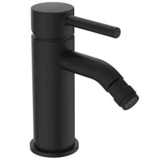 IDEAL STANDARD CERALINE - Bidet Armatur 50x149x147 mm, 106 mm vertikaler Abstand bis Mitte Auslauf in schwarz, 3.8 l/min (3 bar), mit Ablaufgarnitur - EasyFix, Strahlregler, Einstellbarer Auslauf, EPD #BC197XG - Silk Black