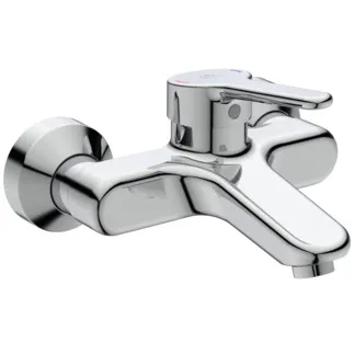 IDEAL STANDARD CERAPLUS - Wand-Waschtischarmatur 186x113 mm, 104 mm vertikaler Abstand bis Mitte Auslauf in chrom, 5 l/min (3 bar), ohne Ablaufgarnitur - Click-Technologie, Durchflussbegrenzer, EPD, FirmaFlow, SmartShine Oberfläche #BC108AA - Chrom