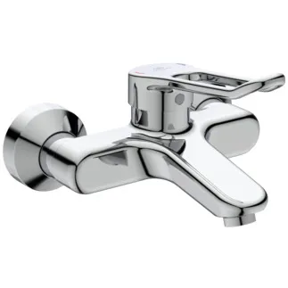 IDEAL STANDARD CERAPLUS - Wand-Waschtischarmatur 203x129 mm, 104 mm vertikaler Abstand bis Mitte Auslauf in chrom, 5 l/min (3 bar), ohne Ablaufgarnitur - Click-Technologie, Durchflussbegrenzer, EPD, FirmaFlow, SmartShine Oberfläche #BC109AA - Chrom