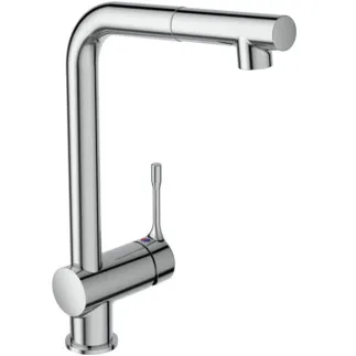 IDEAL STANDARD CERALOOK - Küchenarmatur 119x264x361 mm, 207 mm vertikaler Abstand bis Mitte Auslauf in chrom, 6 l/min (3 bar) - EasyFix, Click-Technologie, EPD, FirmaFlow, Herausziehbare Handbrause, SmartShine Oberfläche #BC177AA - Chrom