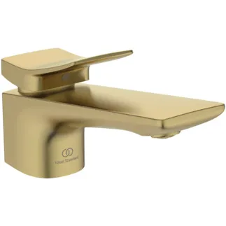 IDEAL STANDARD CONCA - Waschtischarmatur 48x201x96 mm, 132 mm vertikaler Abstand bis Mitte Auslauf in brushed gold, 5 l/min (3 bar), mit Ablaufgarnitur - EasyFix, Strahlregler, Durchflussbegrenzer, EPD, FirmaFlow, PVD Technologie #BC753A2 - Brushed Gold