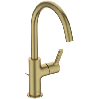 IDEAL STANDARD JOY - Waschtischarmatur 100x230x311 mm, 169 mm vertikaler Abstand bis Mitte Auslauf in brushed gold, 5 l/min (3 bar), mit Ablaufgarnitur - EasyFix, Strahlregler, Verdeckter Strahlregler, Durchflussbegrenzer, EPD, FirmaFlow, PVD Technologie #BC777A2 - Brushed Gold