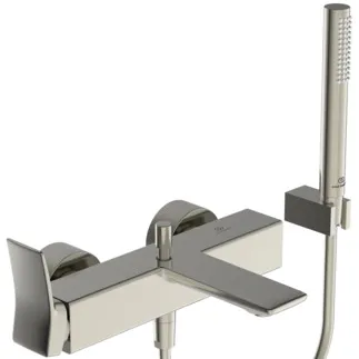 IDEAL STANDARD CONCA - Bade- Brausearmatur Set 293x230x112 mm, 186 mm vertikaler Abstand bis Mitte Auslauf in silver storm, 20.0 l/min (3 bar) - Strahlregler, Click-Technologie, EPD, FirmaFlow, PVD Technologie #BC763GN - Edelstahl
