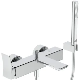 IDEAL STANDARD CONCA - Bade- Brausearmatur Set 293x230x112 mm, 186 mm vertikaler Abstand bis Mitte Auslauf in chrom, 20.0 l/min (3 bar) - Strahlregler, Click-Technologie, EPD, FirmaFlow, SmartShine Oberfläche #BC763AA - Chrom