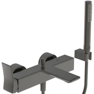 IDEAL STANDARD CONCA - Bade- Brausearmatur Set 293x230x112 mm, 186 mm vertikaler Abstand bis Mitte Auslauf in magnetic grey, 20.0 l/min (3 bar) - Strahlregler, Click-Technologie, EPD, FirmaFlow, PVD Technologie #BC763A5 - Magnetic Grey
