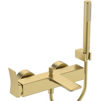 IDEAL STANDARD CONCA - Bade- Brausearmatur Set 293x230x112 mm, 186 mm vertikaler Abstand bis Mitte Auslauf in brushed gold, 20.0 l/min (3 bar) - Strahlregler, Click-Technologie, EPD, FirmaFlow, PVD Technologie #BC763A2 - Brushed Gold