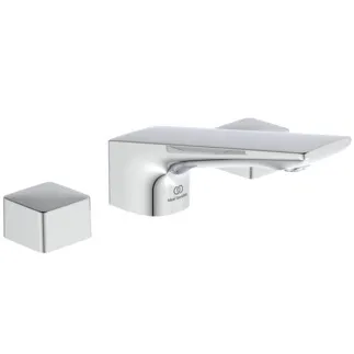IDEAL STANDARD CONCA - Zweigriff-Waschbeckenarmatur 202x83 mm, 133 mm vertikaler Abstand bis Mitte Auslauf in chrom, 5 l/min (3 bar), mit Ablaufgarnitur - EasyFix, Strahlregler, Durchflussbegrenzer, SmartShine Oberfläche #BC759AA - Chrom