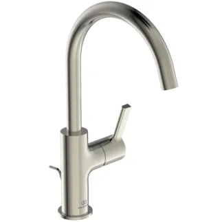 IDEAL STANDARD JOY - Waschtischarmatur 100x230x311 mm, 169 mm vertikaler Abstand bis Mitte Auslauf in silver storm, 5 l/min (3 bar), mit Ablaufgarnitur - EasyFix, Strahlregler, Verdeckter Strahlregler, Durchflussbegrenzer, EPD, FirmaFlow, PVD Technologie #BC777GN - Edelstahl