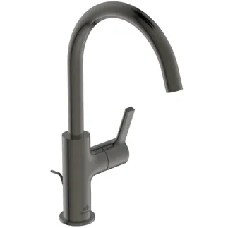 IDEAL STANDARD JOY - Waschtischarmatur 100x230x311 mm, 169 mm vertikaler Abstand bis Mitte Auslauf in magnetic grey, 5 l/min (3 bar), mit Ablaufgarnitur - EasyFix, Strahlregler, Verdeckter Strahlregler, Durchflussbegrenzer, EPD, FirmaFlow, PVD Technologie #BC777A5 - Magnetic Grey