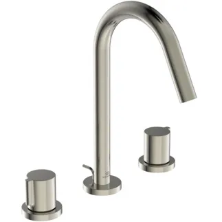 IDEAL STANDARD JOY - Zweigriff-Waschbeckenarmatur 218x180x248 mm, 127 mm vertikaler Abstand bis Mitte Auslauf in silver storm, 5 l/min (3 bar), mit Ablaufgarnitur - Strahlregler, Verdeckter Strahlregler, Durchflussbegrenzer, PVD Technologie #BC783GN - Edelstahl