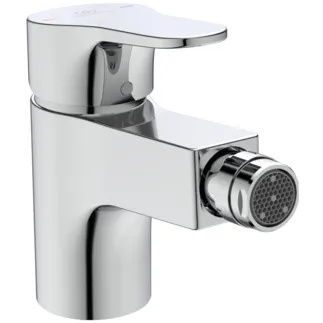 IDEAL STANDARD CERABASE - Bidet Armatur 47x148x127 mm, 114 mm vertikaler Abstand bis Mitte Auslauf in chrom, 3.8 l/min (3 bar), mit Ablaufgarnitur - EasyFix, Strahlregler, Einstellbarer Auslauf, Click-Technologie, FirmaFlow, SmartShine Oberfläche #BC840AA - Chrom