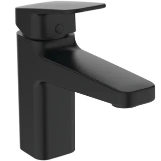 IDEAL STANDARD CERAPLAN - Waschtischarmatur 47x184x162 mm, 124 mm vertikaler Abstand bis Mitte Auslauf in schwarz, 5 l/min (3 bar), mit Ablaufgarnitur - EasyFix, BlueStart, Click-Technologie, Durchflussbegrenzer, FirmaFlow, NF-zertifiziert #BD228XG - Silk Black