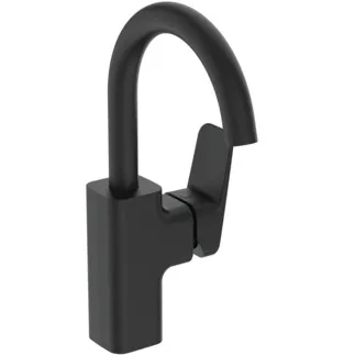 IDEAL STANDARD CERAPLAN - Waschtischarmatur 112x179x280 mm, 145 mm vertikaler Abstand bis Mitte Auslauf in schwarz, 5 l/min (3 bar), ohne Ablaufgarnitur - EasyFix, Verdeckter Strahlregler, Click-Technologie, Durchflussbegrenzer, FirmaFlow, NF-zertifiziert #BD234XG - Silk Black