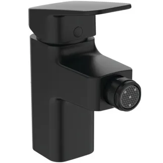 IDEAL STANDARD CERAPLAN - Bidet Armatur 47x132x146 mm, 94 mm vertikaler Abstand bis Mitte Auslauf in schwarz, 5 l/min (3 bar), mit Ablaufgarnitur - EasyFix, Click-Technologie, Durchflussbegrenzer, FirmaFlow, NF-zertifiziert #BD248XG - Silk Black