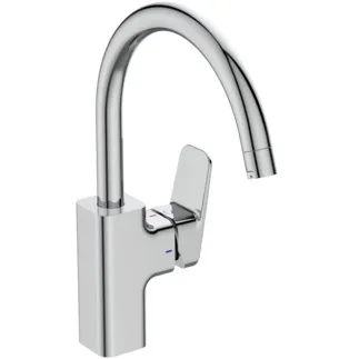 IDEAL STANDARD CERAPLAN - Küchenarmatur 112x234x312 mm, 201 mm vertikaler Abstand bis Mitte Auslauf in chrom, 5 l/min (3 bar) - EasyFix, Verdeckter Strahlregler, BlueStart, Click-Technologie, Durchflussbegrenzer, EPD, FirmaFlow, SmartShine Oberfläche #BD335AA - Chrom
