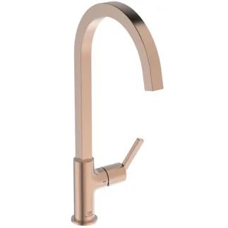 IDEAL STANDARD GUSTO - Küchenarmatur 160x254x424 mm, 204 mm vertikaler Abstand bis Mitte Auslauf in gebürstetes kupfer, 8.3 l/min (3 bar) - EasyFix+, Verdeckter Strahlregler, FirmaFlow, PVD Technologie #BD411J4 - Sunset Rose
