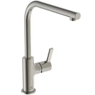 IDEAL STANDARD GUSTO - Küchenarmatur 105x291x327 mm, 232 mm vertikaler Abstand bis Mitte Auslauf in silver storm, 8.7 l/min (3 bar) - EasyFix+, FirmaFlow, PVD Technologie #BD418GN - Edelstahl