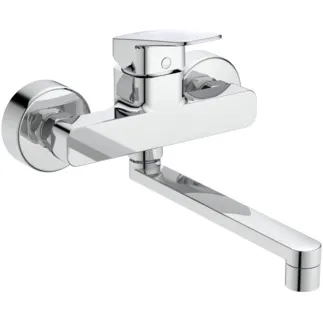 IDEAL STANDARD CERAPLAN - Wand-Küchenarmatur 256x157 mm, 238 mm vertikaler Abstand bis Mitte Auslauf in chrom, 12 l/min (3 bar) - Verdeckter Strahlregler, Click-Technologie, EPD, FirmaFlow, SmartShine Oberfläche #BD340AA - Chrom