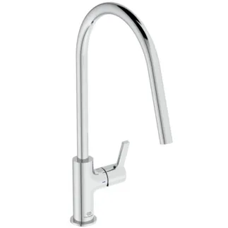 IDEAL STANDARD GUSTO - Küchenarmatur 126x287x422 mm, 238 mm vertikaler Abstand bis Mitte Auslauf in chrom, 6 l/min (3 bar) - EasyFix+, Verdeckter Strahlregler, FirmaFlow, SmartShine Oberfläche #BD409AA - Chrom