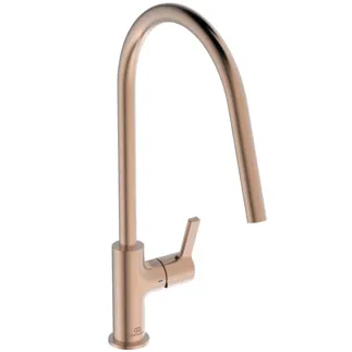 IDEAL STANDARD GUSTO - Küchenarmatur 105x287x422 mm, 238 mm vertikaler Abstand bis Mitte Auslauf in gebürstetes kupfer, 9 l/min (3 bar) - EasyFix+, Verdeckter Strahlregler, FirmaFlow, PVD Technologie #BD408J4 - Sunset Rose