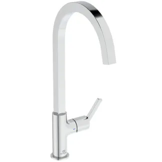IDEAL STANDARD GUSTO - Küchenarmatur 160x254x424 mm, 204 mm vertikaler Abstand bis Mitte Auslauf in chrom, 8.3 l/min (3 bar) - EasyFix+, Verdeckter Strahlregler, FirmaFlow, SmartShine Oberfläche #BD411AA - Chrom
