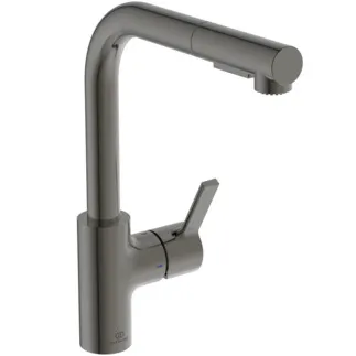 IDEAL STANDARD GUSTO - Küchenarmatur 115x275x333 mm, 235 mm vertikaler Abstand bis Mitte Auslauf in magnetic grey, 6.1 l/min (3 bar) - EasyFix+, Variable Strahlarten, FirmaFlow, 2 Strahlarten, Herausziehbare Handbrause, PVD Technologie #BD420A5 - Magnetic Grey