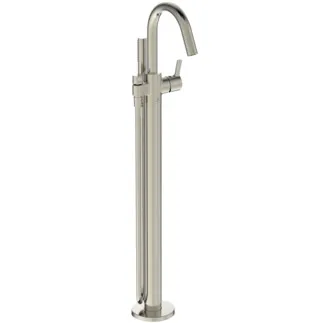 IDEAL STANDARD JOY - Freistehende Wannenarmatur 151x265.5x920 mm, 190 mm vertikaler Abstand bis Mitte Auslauf in silver storm, Kit 1 required (A6133), 8 l/min (3 bar) - Verdeckter Strahlregler, Click-Technologie, FirmaFlow, PVD Technologie #BD461GN - Edelstahl
