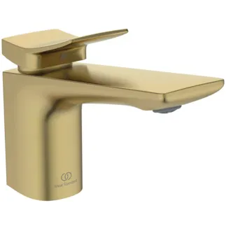 IDEAL STANDARD CONCA - Waschtischarmatur 48x209x133 mm, 140 mm vertikaler Abstand bis Mitte Auslauf in brushed gold, 5 l/min (3 bar), mit Ablaufgarnitur - EasyFix, Durchflussbegrenzer, FirmaFlow, PVD Technologie #BD456A2 - Brushed Gold