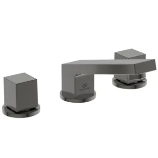 IDEAL STANDARD EXTRA - Zweigriff-Waschbeckenarmatur 225x200x98 mm, 140 mm vertikaler Abstand bis Mitte Auslauf in magnetic grey, 5 l/min (3 bar), mit Ablaufgarnitur - EasyFix, Durchflussbegrenzer, PVD Technologie #BD508A5 - Magnetic Grey