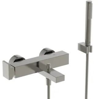 IDEAL STANDARD EXTRA - Bade- Brausearmatur Set 308x220x91 mm, 188 mm vertikaler Abstand bis Mitte Auslauf in silver storm, 20.0 l/min (3 bar) - Strahlregler, Click-Technologie, FirmaFlow, PVD Technologie #BD514GN - Edelstahl