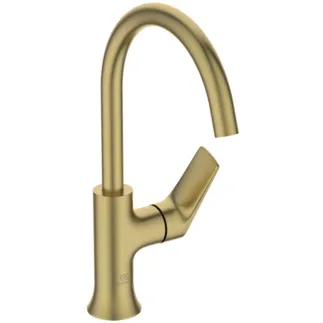 IDEAL STANDARD LDV - Waschtischarmatur 114x204x311 mm, 169 mm vertikaler Abstand bis Mitte Auslauf in brushed gold, 3.8 l/min (3 bar), ohne Ablaufgarnitur - EasyFix, Verdeckter Strahlregler, PVD Technologie #BD658A2 - Brushed Gold