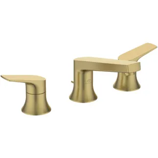 IDEAL STANDARD LDV - Zweigriff-Waschbeckenarmatur 324x183x105 mm, 130 mm vertikaler Abstand bis Mitte Auslauf in brushed gold, 3.8 l/min (3 bar), mit Ablaufgarnitur - EasyFix, PVD Technologie #BD661A2 - Brushed Gold