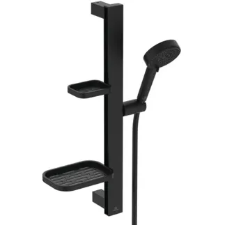 IDEAL STANDARD IDEALRAIN ALU+ - Brausekombination mit Brausestange 349x157x600 mm in schwarz, 8 l/min (3 bar) - Variable Strahlarten, WRAS, Durchflussbegrenzer, Kernelemente aus Aluminium #BD586XG - Silk Black