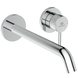 IDEAL STANDARD CERALINE NUOVO - Wand-Waschtischarmatur 175x229x102.5 mm, 220 mm vertikaler Abstand bis Mitte Auslauf in chrom, Kit 1 required (A1313), ohne Ablaufgarnitur - Verdeckter Strahlregler, FirmaFlow, Vandalismussicher, SmartShine Oberfläche #BD848AA - Chrom
