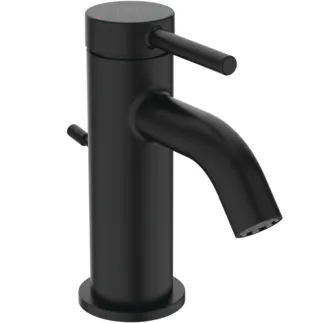 IDEAL STANDARD CERALINE NUOVO - Waschtischarmatur 48x136x156 mm, 90 mm vertikaler Abstand bis Mitte Auslauf in schwarz, 3.8 l/min (3 bar), mit Ablaufgarnitur - EasyFix, Verdeckter Strahlregler, BlueStart, Vandalismussicher #BD756XG - Silk Black