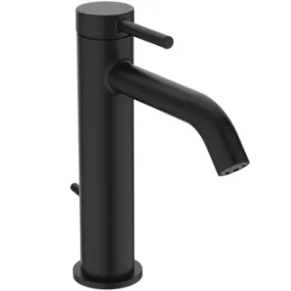 IDEAL STANDARD CERALINE NUOVO - Waschtischarmatur 48x182x212 mm, 135 mm vertikaler Abstand bis Mitte Auslauf in schwarz, 3.8 l/min (3 bar), mit Ablaufgarnitur - Verdeckter Strahlregler, Vandalismussicher #BD847XG - Silk Black